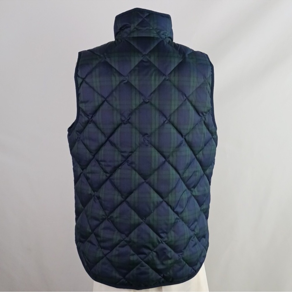 J.Crew Med. Navy & Green Tartan Plaid Down Fill Puffer Vest Full Zip Pockets - Picture 5 of 9